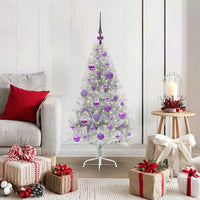 Albero di Natale artificiale con luci integrate Argento 120 cm 3397186