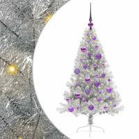 Albero di Natale artificiale con luci integrate Argento 120 cm 3397186