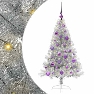 Albero di Natale artificiale con luci integrate Argento 120 cm 3397186