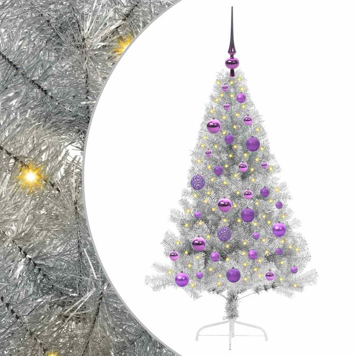 Albero di Natale artificiale con luci integrate Argento 120 cm 3397186