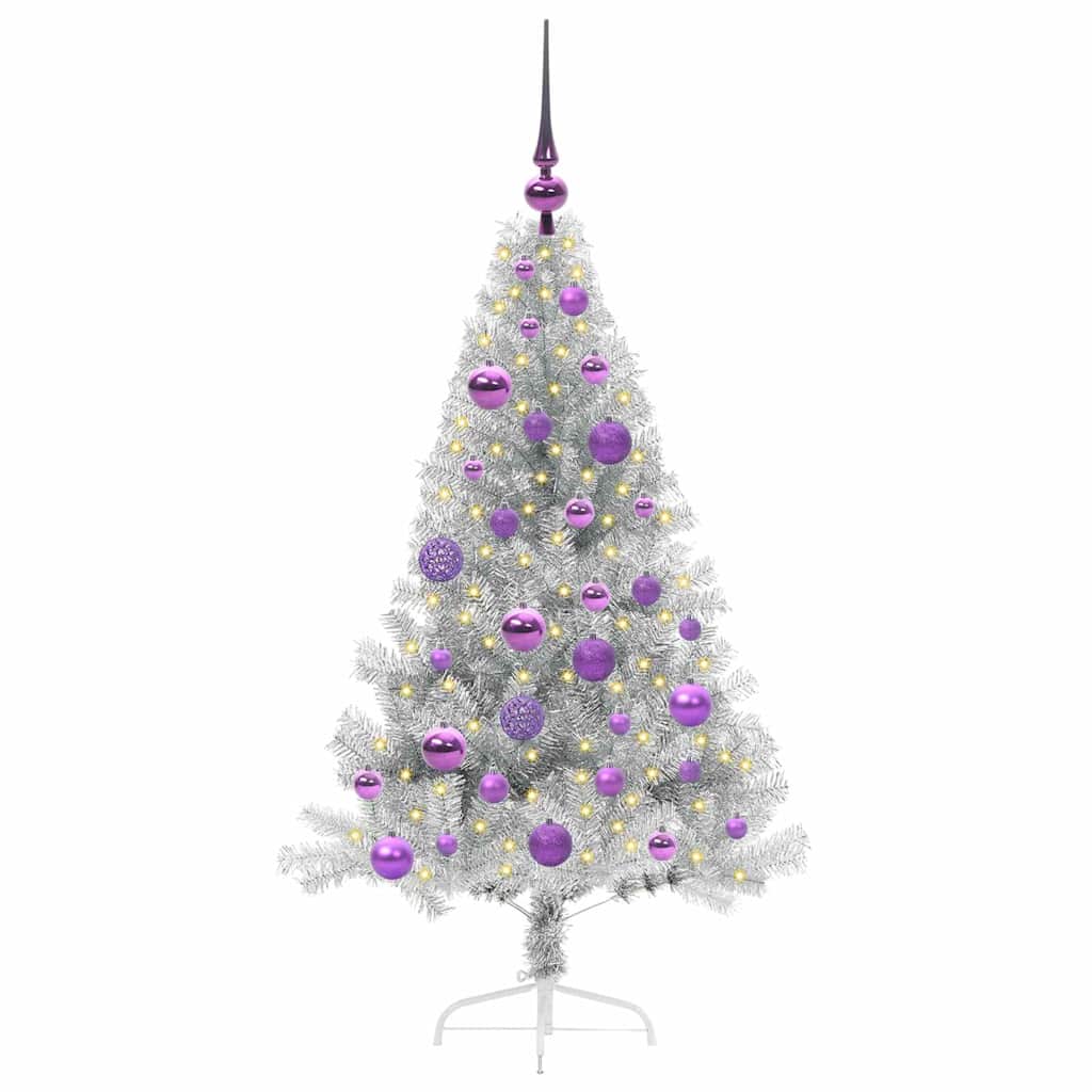 Albero di Natale artificiale con luci integrate Argento 120 cm 3397186