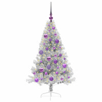 Albero di Natale artificiale con luci integrate Argento 120 cm 3397186