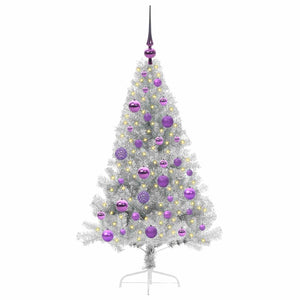 Albero di Natale artificiale con luci integrate Argento 120 cm 3397186