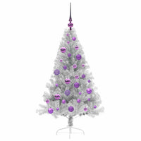 Albero di Natale artificiale con luci integrate Argento 120 cm 3397186