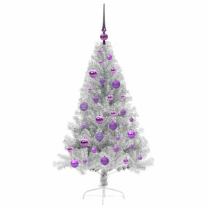 Albero di Natale artificiale con luci integrate Argento 120 cm 3397186