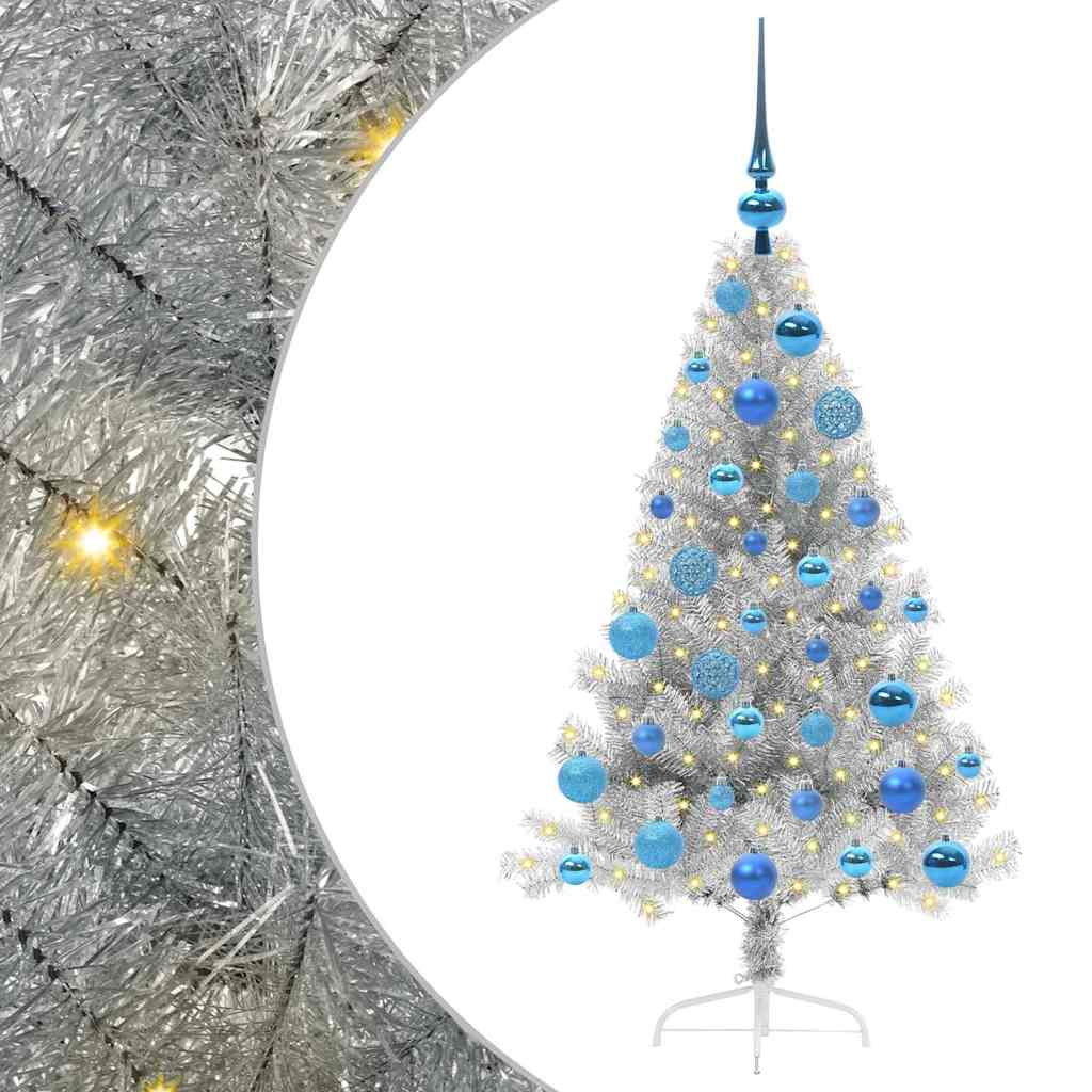 Albero di Natale artificiale con luci integrate Argento 120 cm 3397187