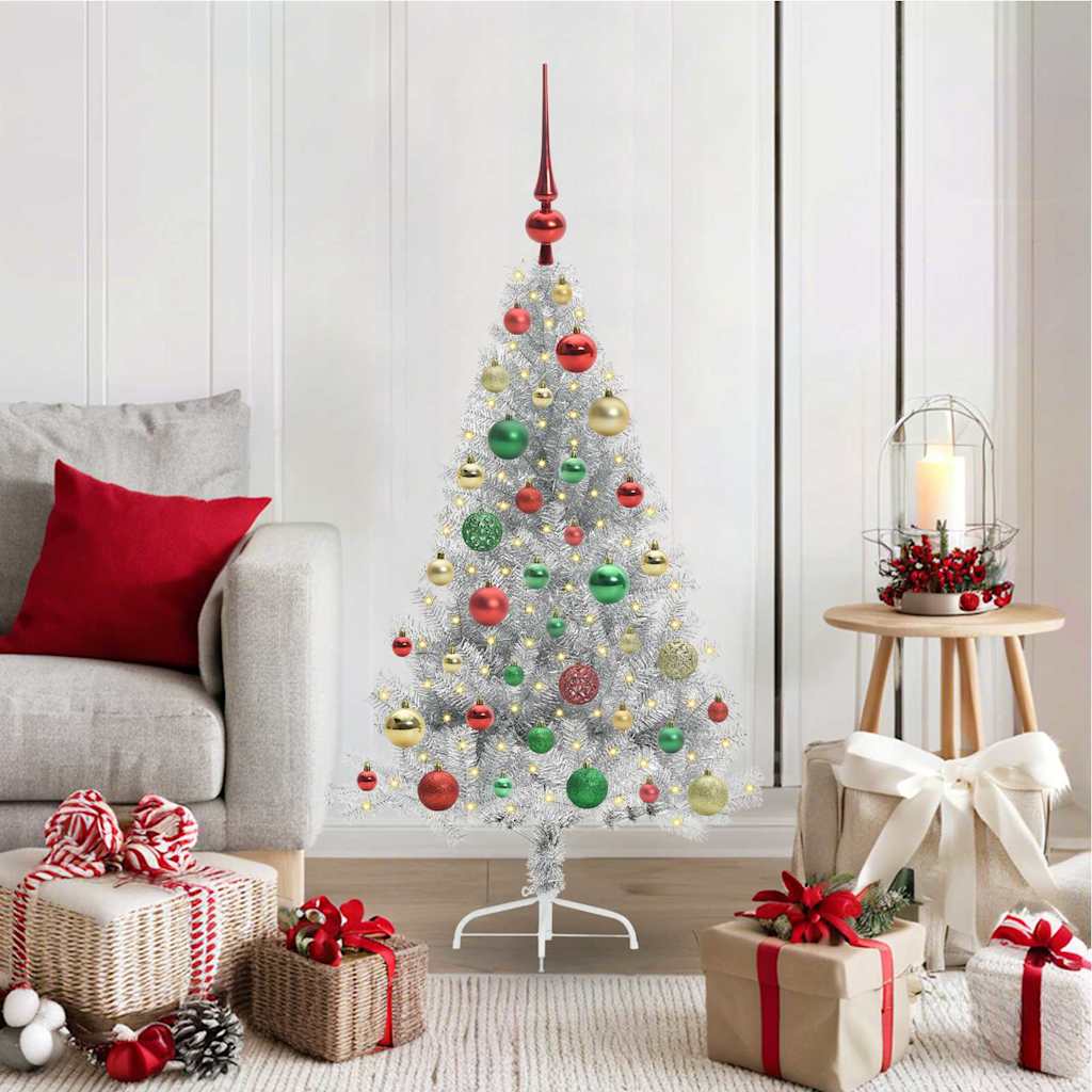 Albero di Natale artificiale con luci integrate Argento 120 cm 3397188