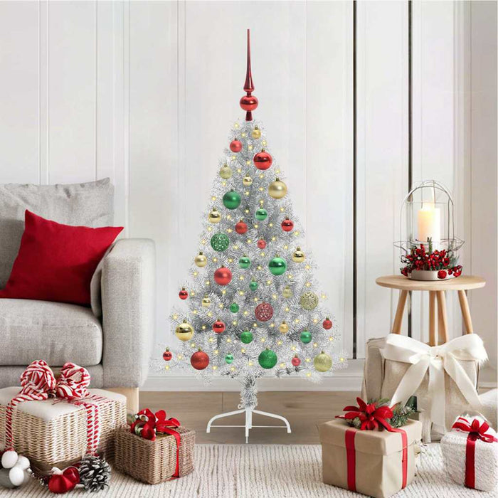 Albero di Natale artificiale con luci integrate Argento 120 cm 3397188
