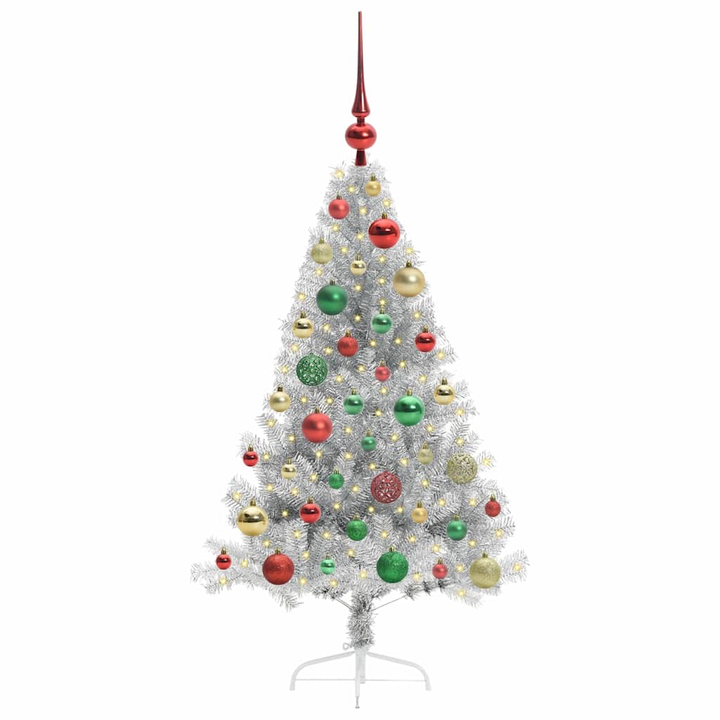 Albero di Natale artificiale con luci integrate Argento 120 cm 3397188