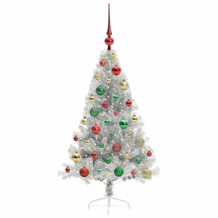 Albero di Natale artificiale con luci integrate Argento 120 cm 3397188