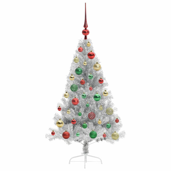 Albero di Natale artificiale con luci integrate Argento 120 cm 3397188