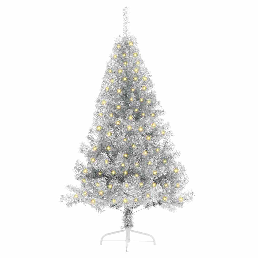 Albero di Natale artificiale con luci integrate Argento 150 cm 3397189