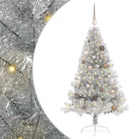 Albero di Natale artificiale con luci integrate Argento 150 cm 3397191