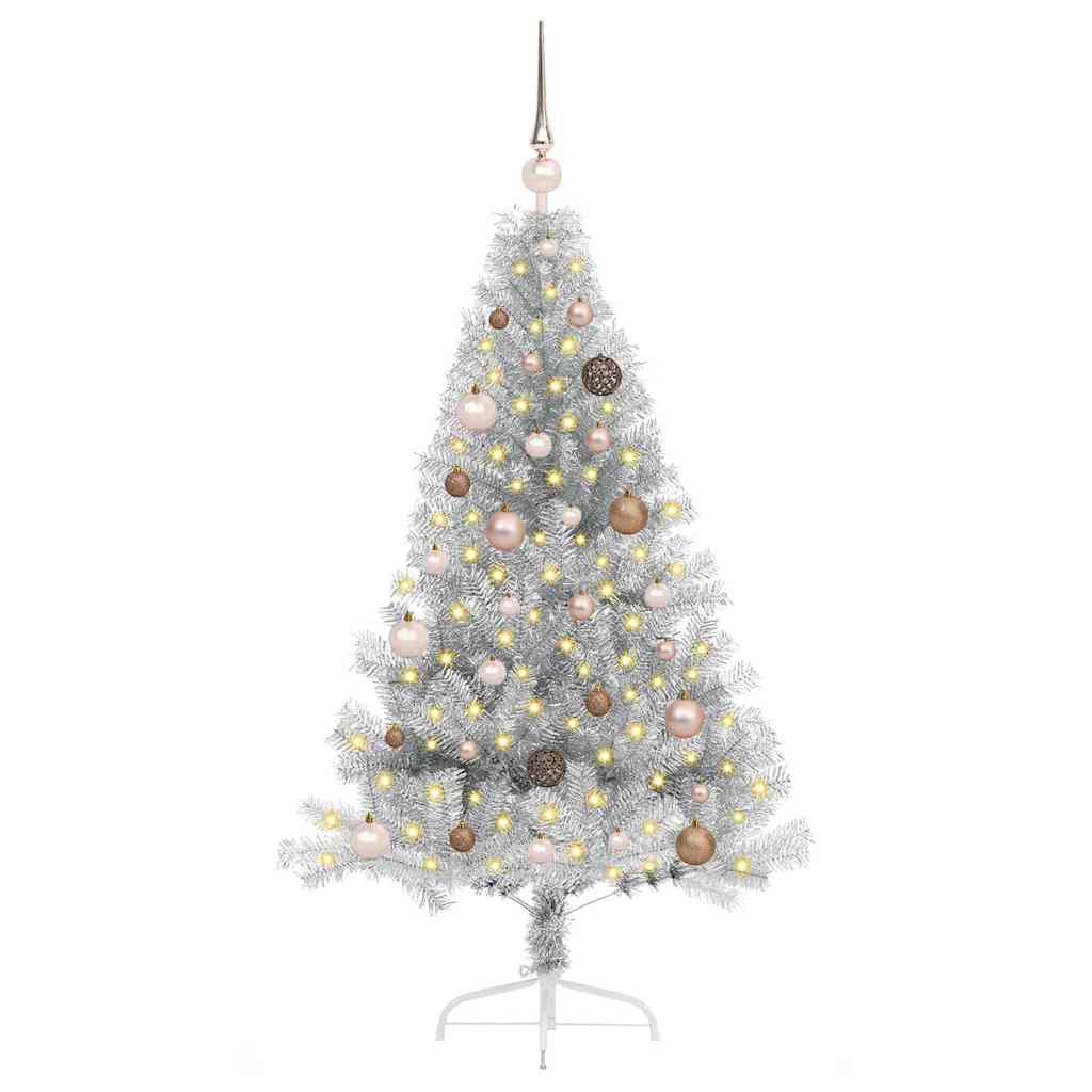 Albero di Natale artificiale con luci integrate Argento 150 cm 3397191
