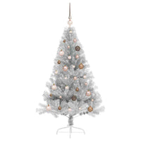 Albero di Natale artificiale con luci integrate Argento 150 cm 3397191