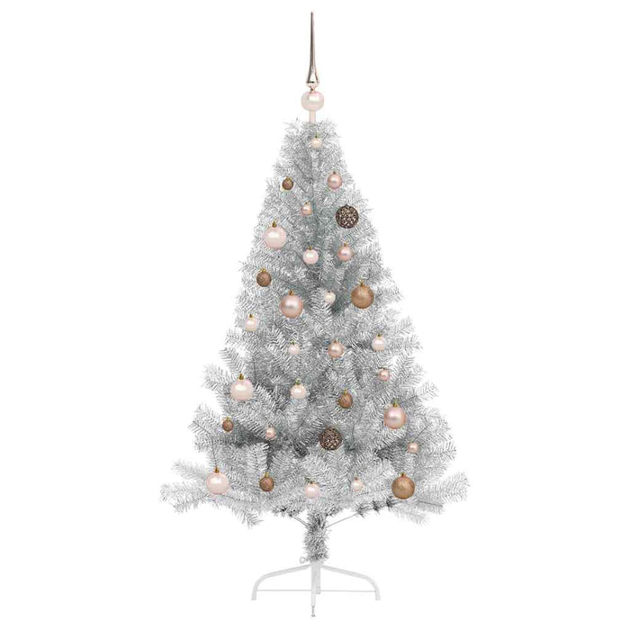 Albero di Natale artificiale con luci integrate Argento 150 cm 3397191