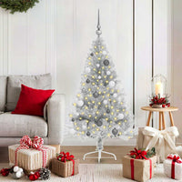Albero di Natale artificiale con luci integrate Argento 150 cm 3397192