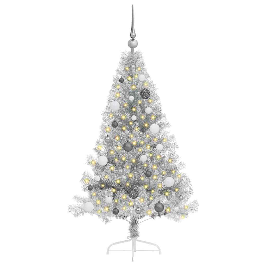 Albero di Natale artificiale con luci integrate Argento 150 cm 3397192