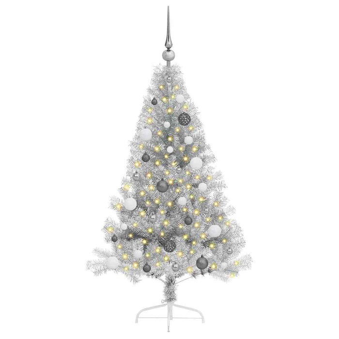 Albero di Natale artificiale con luci integrate Argento 150 cm 3397192
