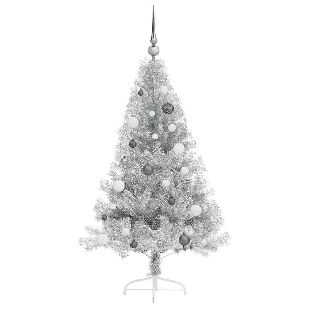 Albero di Natale artificiale con luci integrate Argento 150 cm 3397192