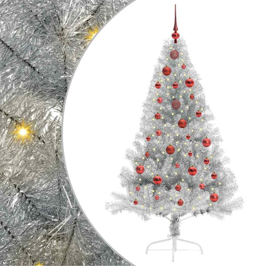 Albero di Natale artificiale con luci integrate Argento 150 cm 3397193