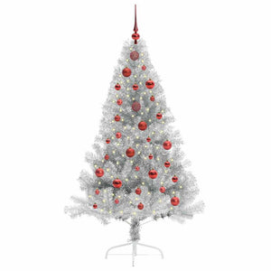 Albero di Natale artificiale con luci integrate Argento 150 cm 3397193