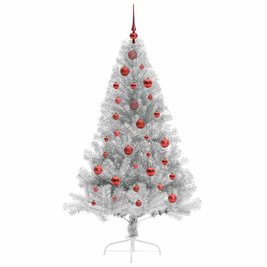Albero di Natale artificiale con luci integrate Argento 150 cm 3397193