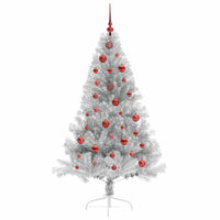 Albero di Natale artificiale con luci integrate Argento 150 cm 3397193