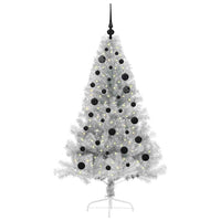 Albero di Natale artificiale con luci integrate Argento 150 cm 3397194