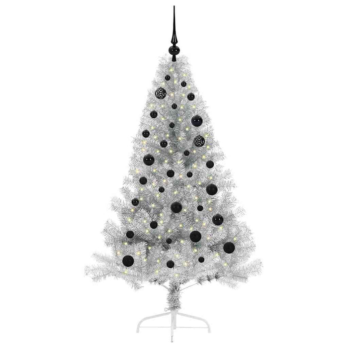 Albero di Natale artificiale con luci integrate Argento 150 cm 3397194