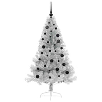 Albero di Natale artificiale con luci integrate Argento 150 cm 3397194