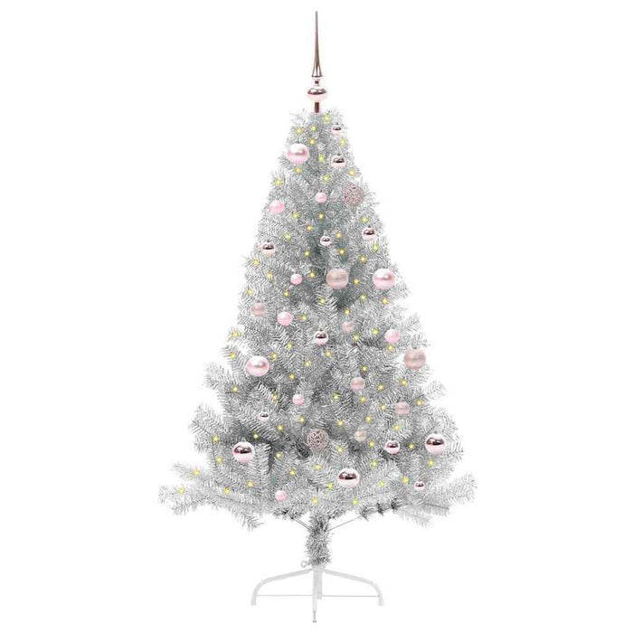Albero di Natale artificiale con luci integrate Argento 150 cm 3397195