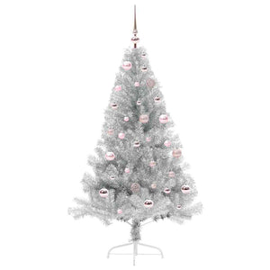Albero di Natale artificiale con luci integrate Argento 150 cm 3397195