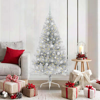Albero di Natale artificiale con luci integrate Argento 150 cm 3397196