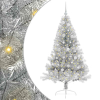 Albero di Natale artificiale con luci integrate Argento 150 cm 3397196