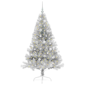 Albero di Natale artificiale con luci integrate Argento 150 cm 3397196