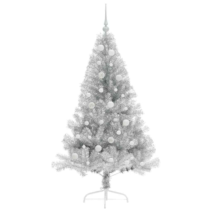 Albero di Natale artificiale con luci integrate Argento 150 cm 3397196