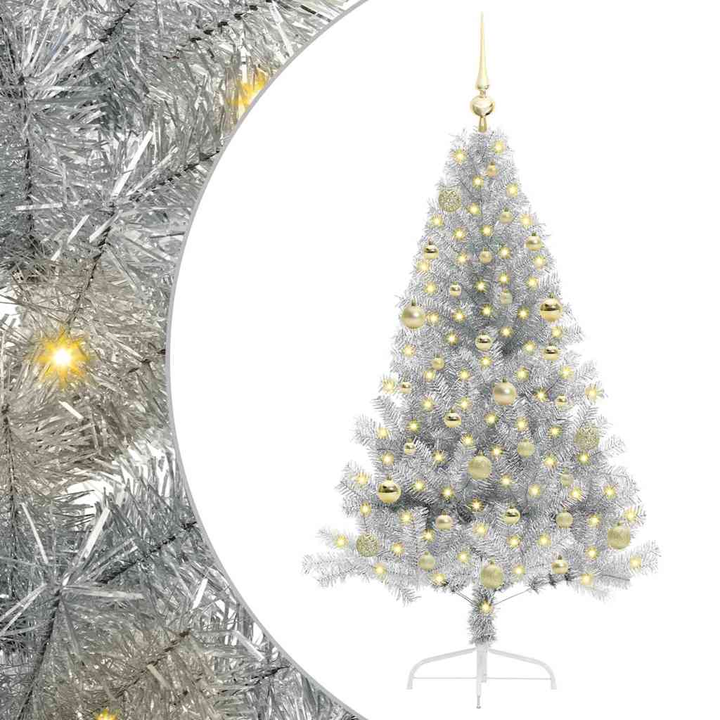 Albero di Natale artificiale con luci integrate Argento 150 cm 3397197