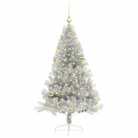Albero di Natale artificiale con luci integrate Argento 150 cm 3397197