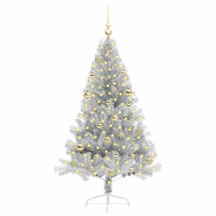 Albero di Natale artificiale con luci integrate Argento 150 cm 3397197