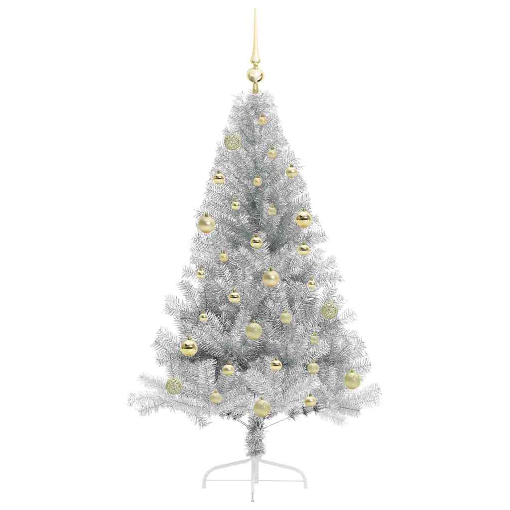 Albero di Natale artificiale con luci integrate Argento 150 cm 3397197