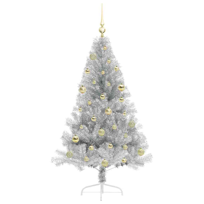 Albero di Natale artificiale con luci integrate Argento 150 cm 3397197
