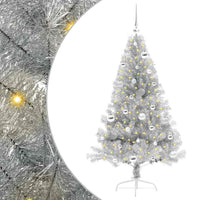 Albero di Natale artificiale con luci integrate Argento 150 cm 3397198