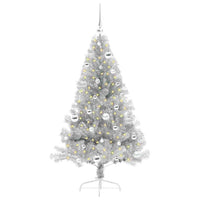 Albero di Natale artificiale con luci integrate Argento 150 cm 3397198