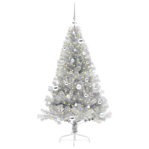 Albero di Natale artificiale con luci integrate Argento 150 cm 3397198