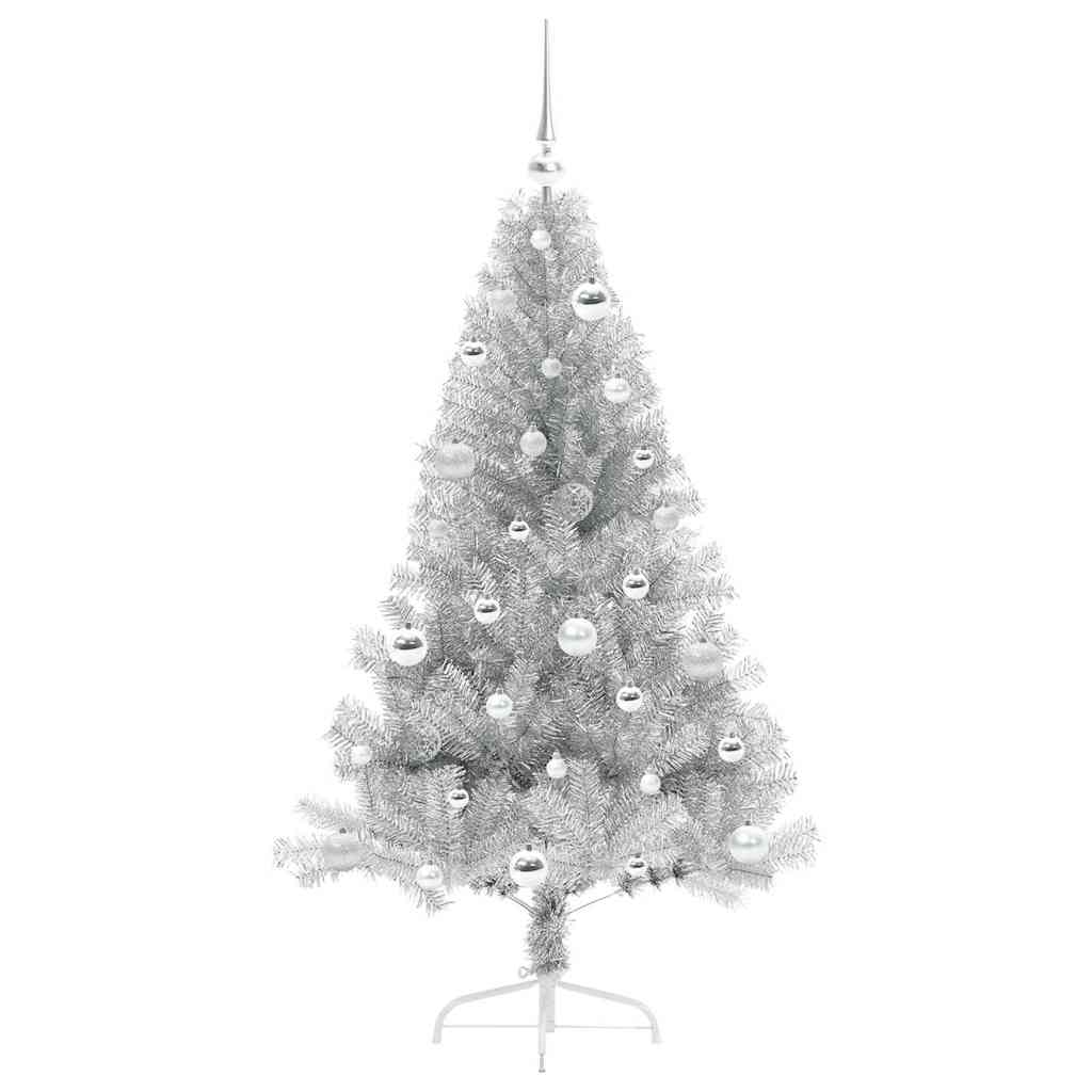 Albero di Natale artificiale con luci integrate Argento 150 cm 3397198