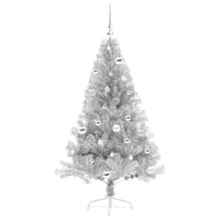 Albero di Natale artificiale con luci integrate Argento 150 cm 3397198