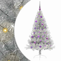 Albero di Natale artificiale con luci integrate Argento 150 cm 3397199