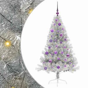 Albero di Natale artificiale con luci integrate Argento 150 cm 3397199