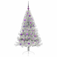 Albero di Natale artificiale con luci integrate Argento 150 cm 3397199